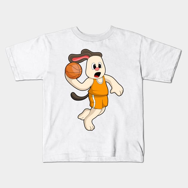 Dog at Basketball Sports Kids T-Shirt by Markus Schnabel